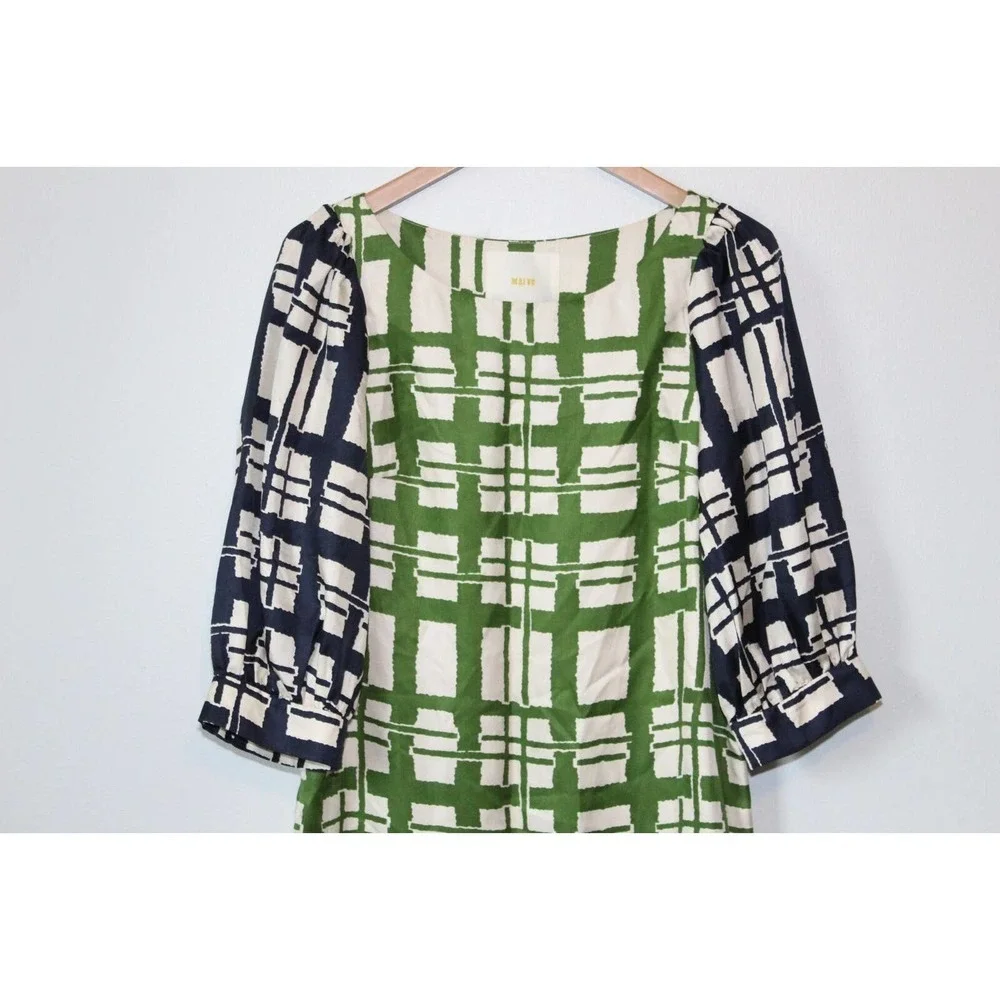 ✨2/$20 Anthropologie Maeve 100% Silk Abstract Shift Dress 4 Resort Vacation Mod - Picture 3 of 12